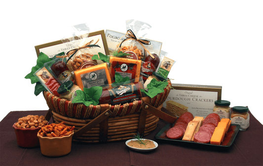 Savory Favorites Meat and Cheese Gift Basket | Gourmet Cheese, Sausage, Crackers, Mustard & More