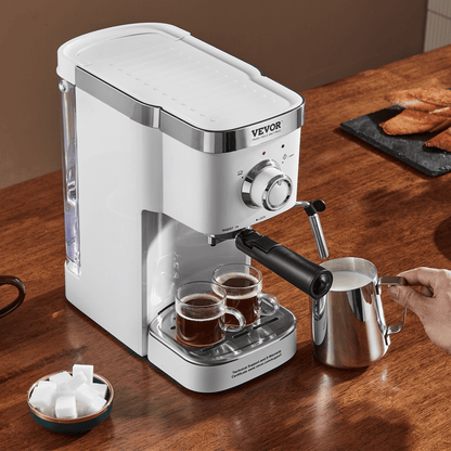 VEVOR 15-Bar Espresso Coffee Machine | Semi-Automatic Espresso Maker with Milk Frother Steam Wand