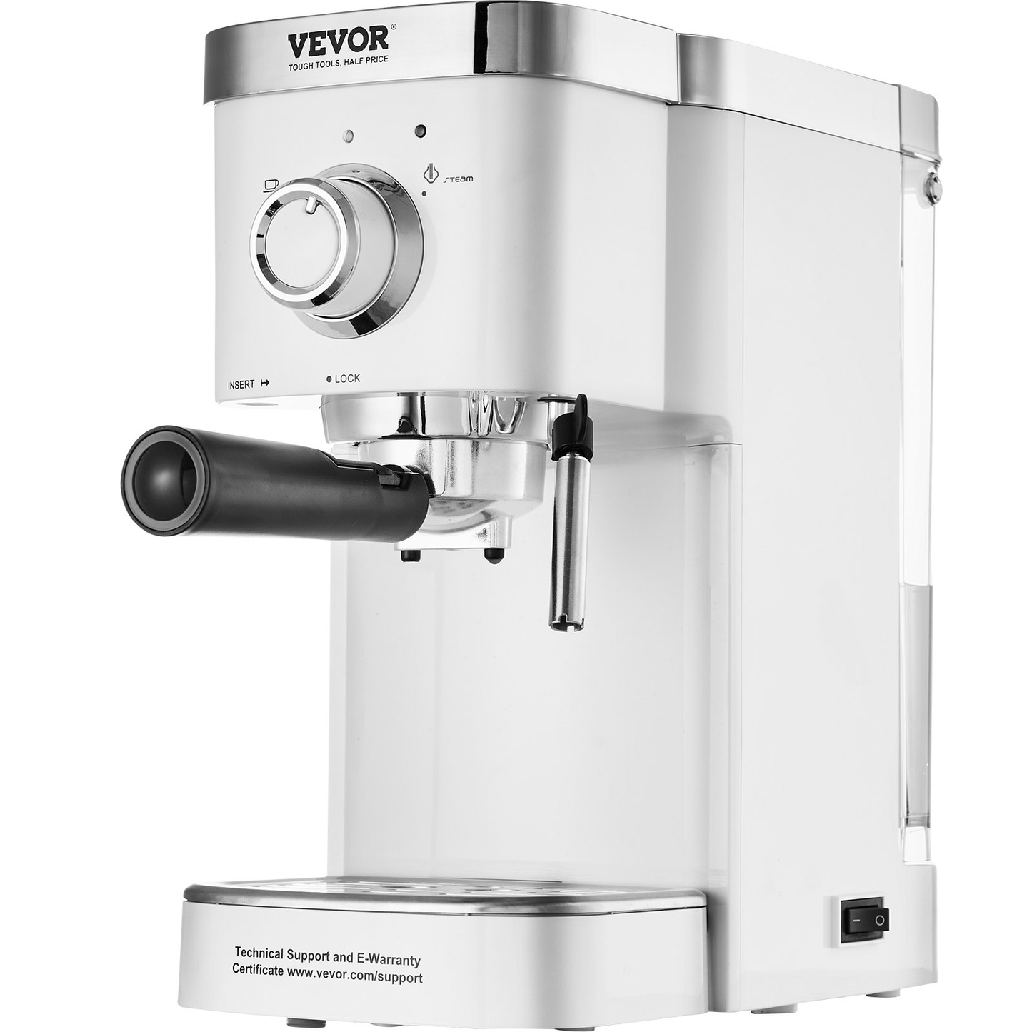 VEVOR 15-Bar Espresso Coffee Machine | Semi-Automatic Espresso Maker with Milk Frother Steam Wand