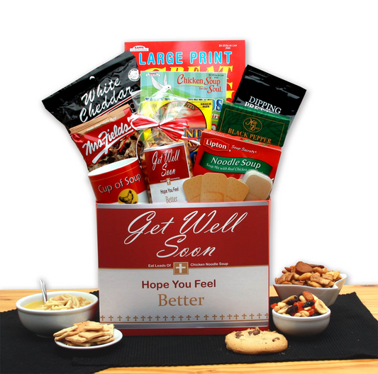 Chicken Noodle Soup Get Well Gift Box - Comforting Get Well Soon Basket with Soup, Snacks & Activities