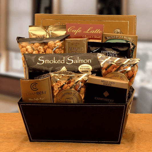 The Metropolitan Gourmet Gift Basket | Deluxe Gourmet Food Gift in Elegant Black Tray