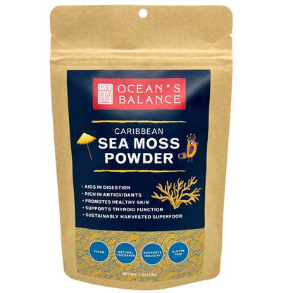 Wildcrafted Caribbean Sea Moss Powder – Natural Thyroid Support, Energy Boost, and Digestive Aid – Vegan, Paleo, Gluten-Free, 4 oz.