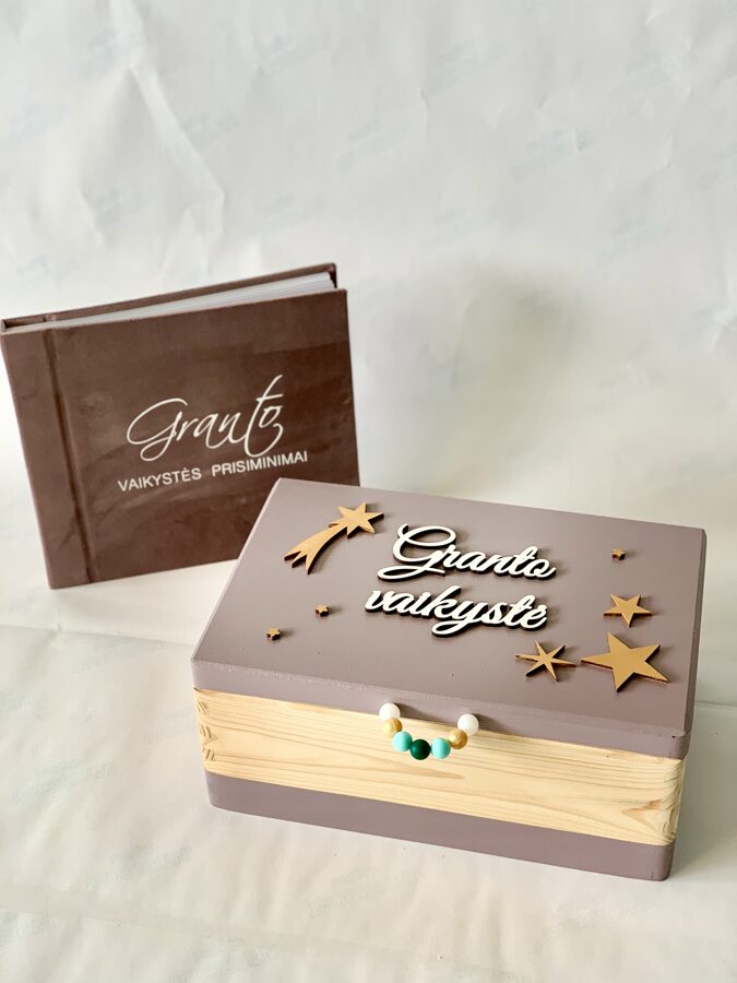 Handcrafted Straight from Lithuania! Personalized Wooden Memory Box with Heart Cutouts – Custom Keepsake for Baby Milestones