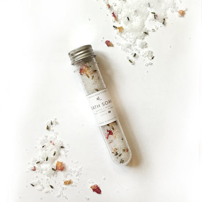 Soothe + Relax Bath Soak Shooter | Luxurious Bath Salt Blend with Essential Oils & Flowers