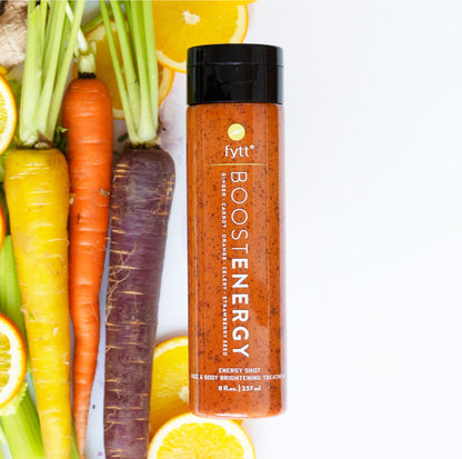 Boost Energy Brightening Exfoliating Mask - Carrot & Ginger Smoothie for Skin.