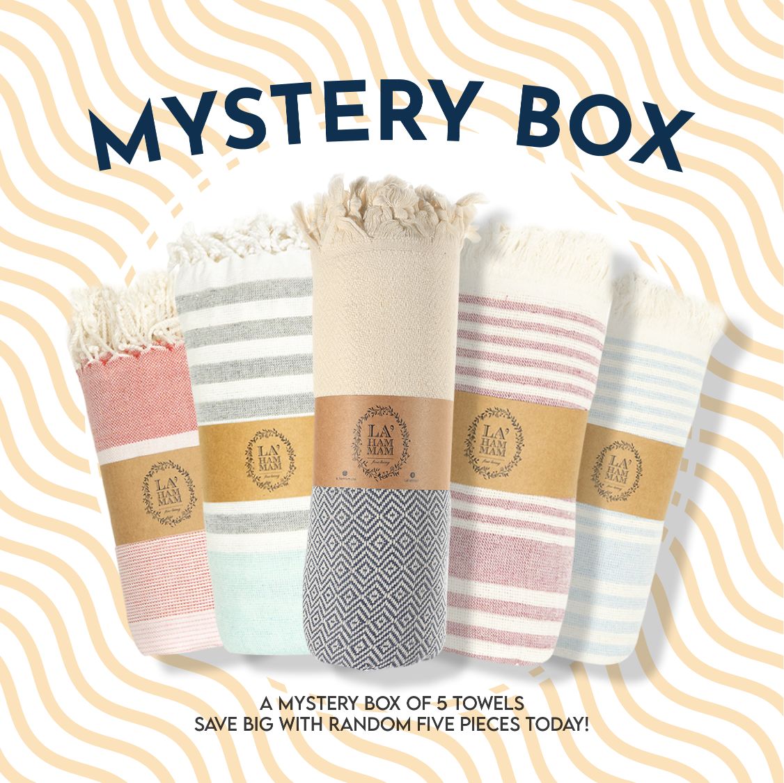 Big Mystery Box of 5 Peshtemals - Save Up to 50% on Random Turkish Cotton Beach Towels, 38x70 Inches